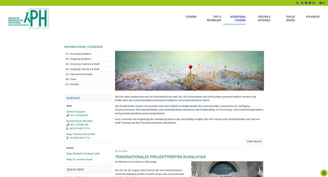 KPH Wien/Krems Webprojekt Screenshot