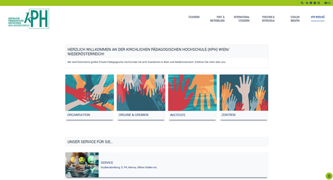 KPH Wien/Krems Webprojekt Screenshot