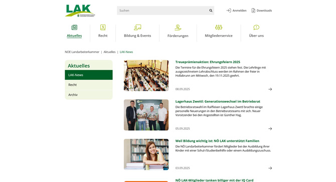 Landarbeiterkammer NÖ Webauftritt