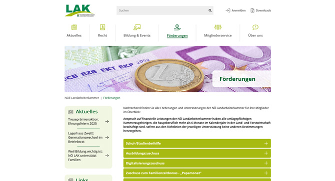 Landarbeiterkammer NÖ Webauftritt