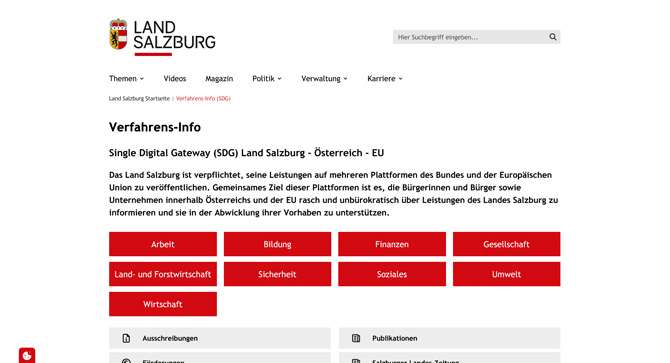 Salzburg.gv.at Webplattform Screenshot